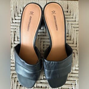 Johnston & Murphy Women's Black Leather Slides